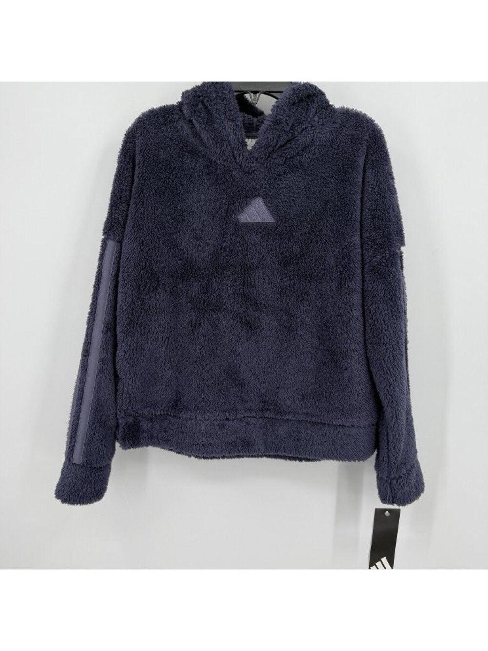 Adidas Girls' 3-Stripes Sherpa Fleece Hoodie Pullover Sweatshirt size M 10/12